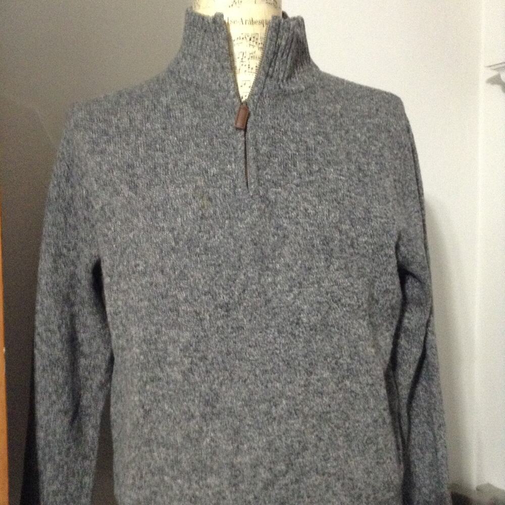 J.Crew Mens Half Zip Pullover Sweater Gray 100% Lambswool Size Large Style 13956